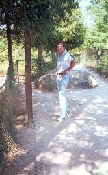 Ernie on part of the natural bridge over the chasm at the Natural Bridge Memorial